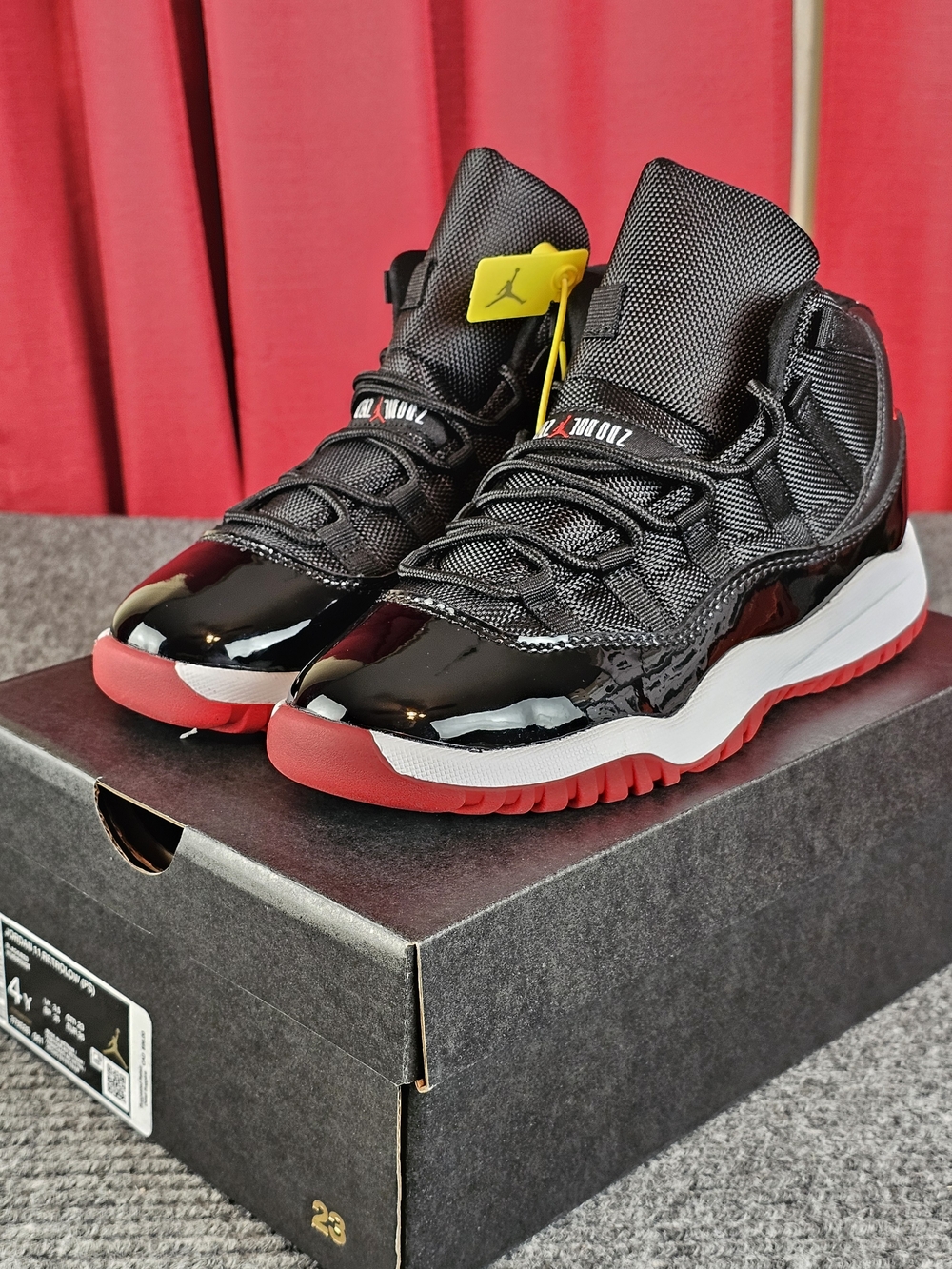 Youth Air Jordan 11 Retro Bred Black & Red Sneakers New 1Y,2Y